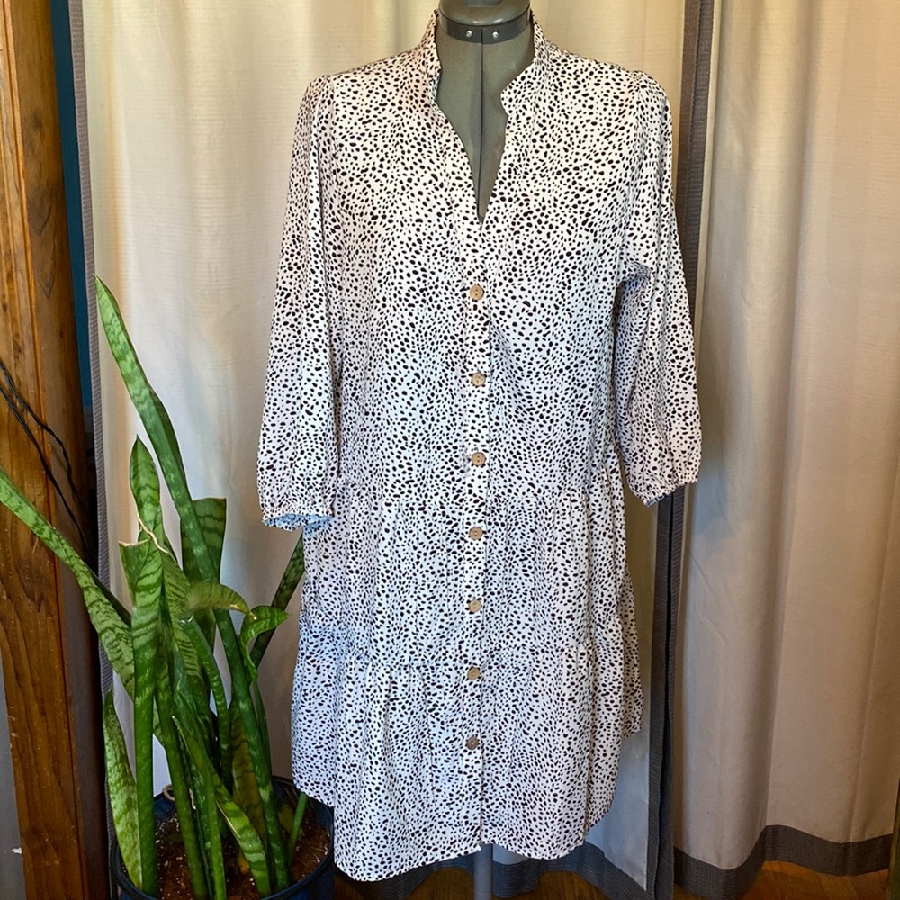 Shein black and white print dress
